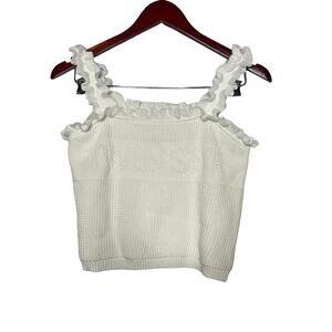 Twinset ivory white knitted ruffle cami top kids 14 women S